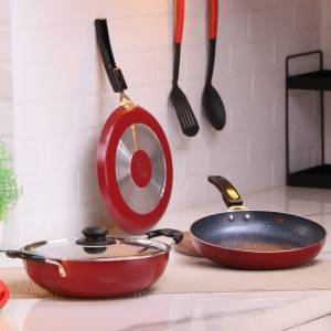 Flipkart SmartBuy Tawa and Fry Pan with Steel Lid Non-Stick Coated